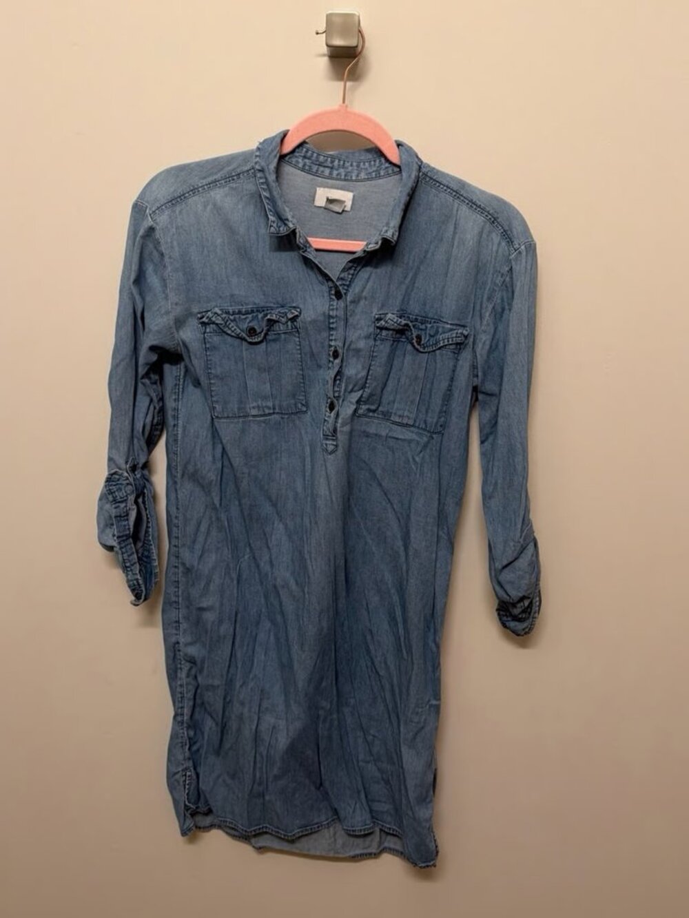 Medium Wash Chambray Tunic Shirt Dress